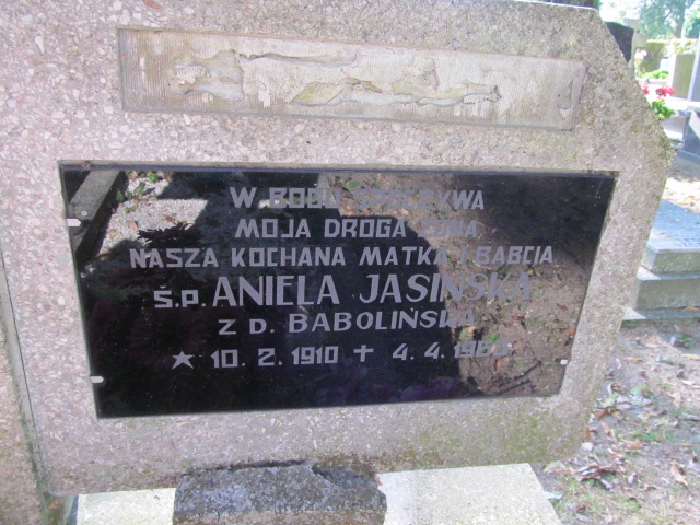 Aniela Jasińska 1910 Łasin - Grobonet - Wyszukiwarka osób pochowanych